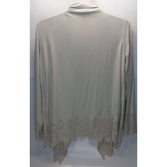 Krazy Kat Cream Open Front Medium Cardigan Waterfall Lace Look Cutout Trim - Picture 5 of 6